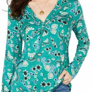 Style & Co. Womens V-Neck Twist-Front Floral-Print